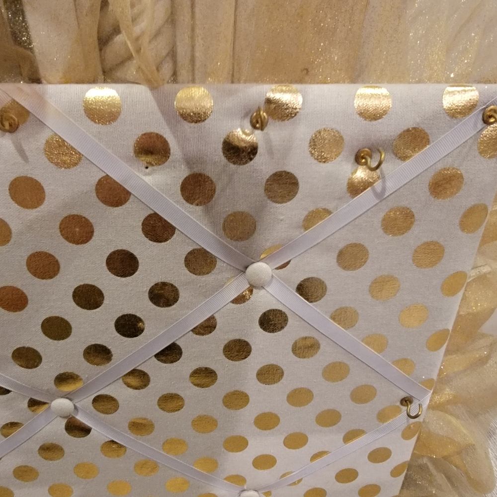 Gold Polka Dot Hair Bow or Jewelry Board - Picture 10 of 16